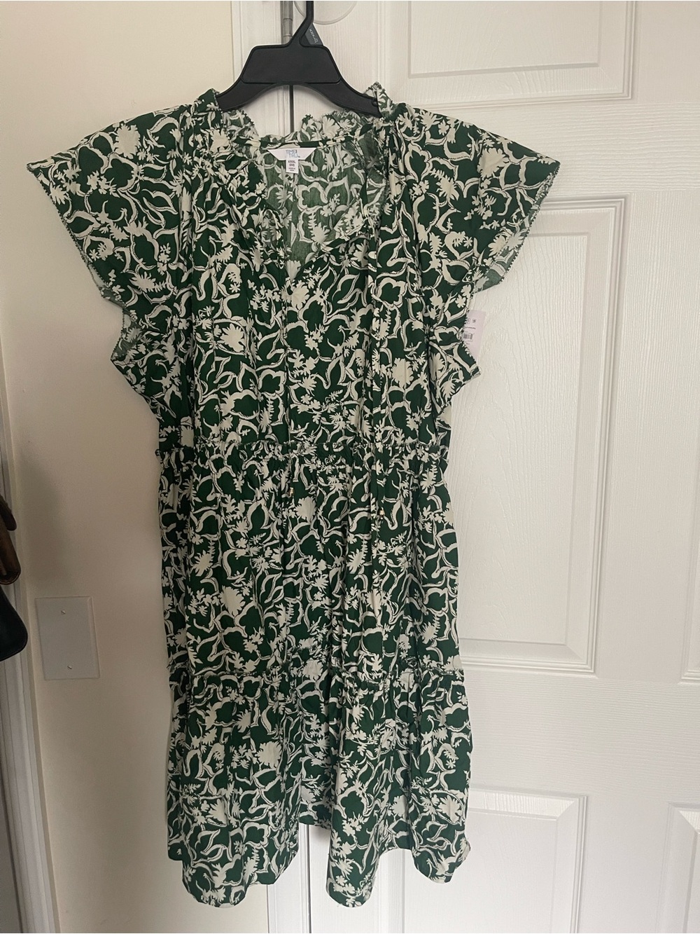 Green and Cream Floral Mini Dress